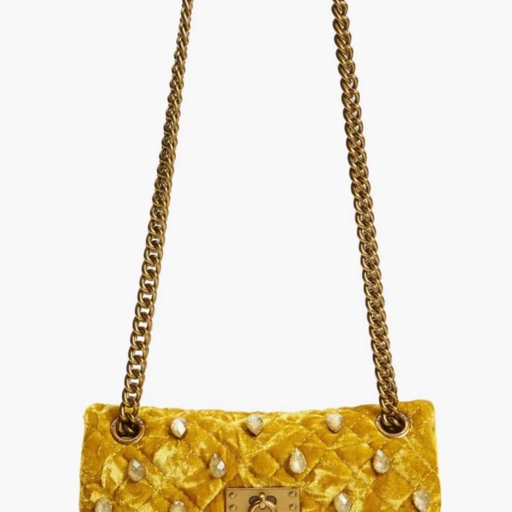 Mustard Yellow Brixton Velvet Shoulder Bag
